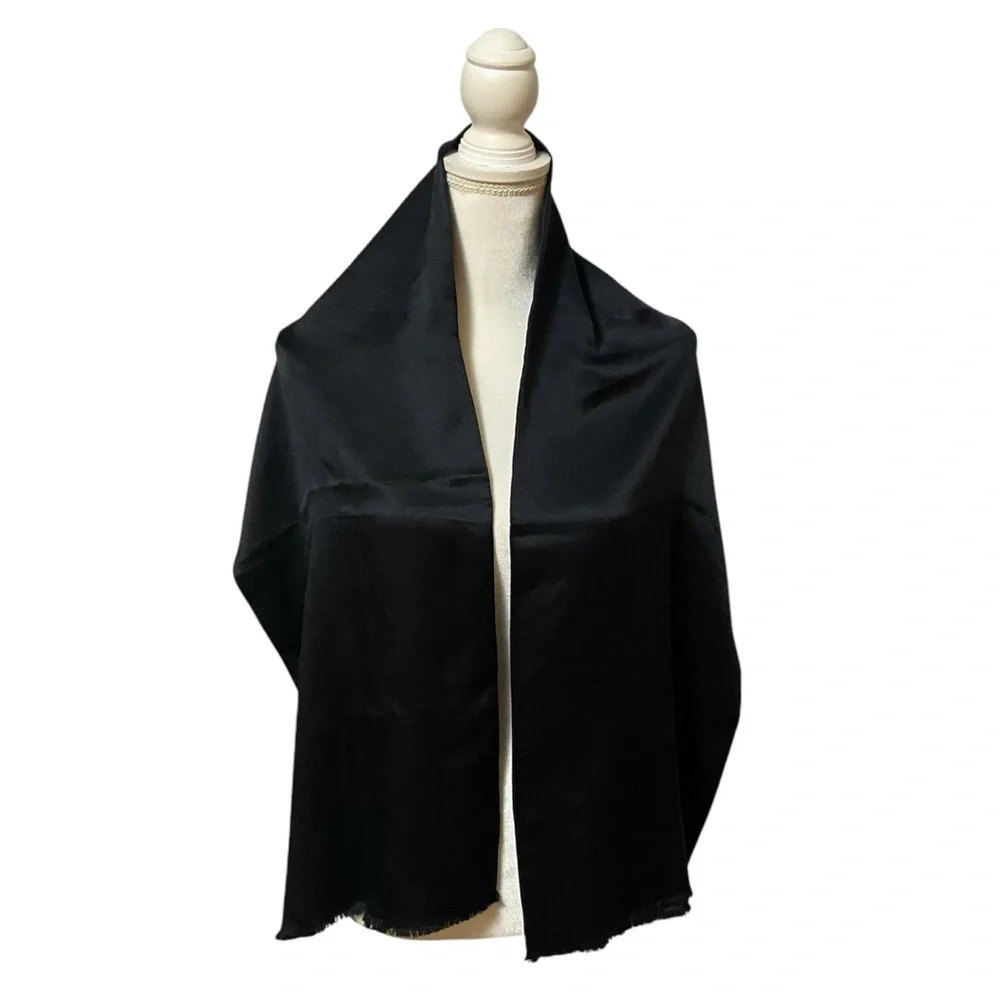 CHRISTIAN DIOR Silk Scarf Printed Pattern Black & Gold Vintage